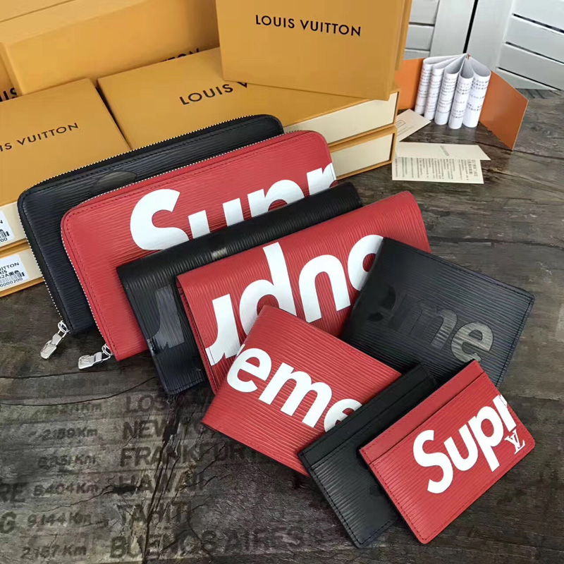 M60632 LV Supreme 聯名系列限量版Zippy Organizer 拉鏈錢夾 LV錢包全開 紅色