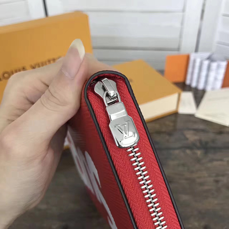 M60632 LV Supreme 聯名系列限量版Zippy Organizer 拉鏈錢夾 LV錢包全開 紅色