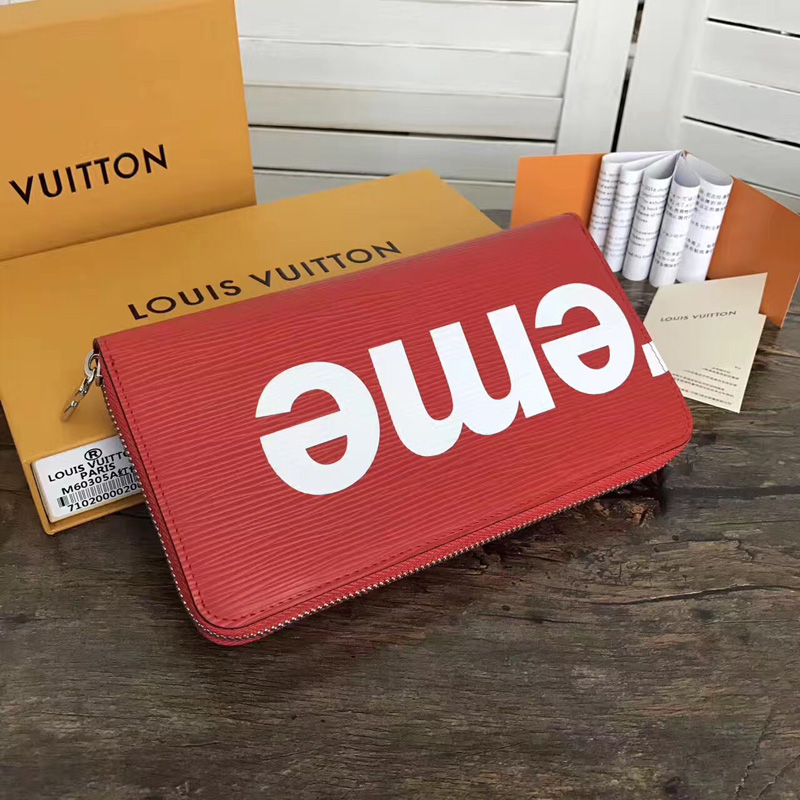 M60632 LV Supreme 聯名系列限量版Zippy Organizer 拉鏈錢夾 LV錢包全開 紅色