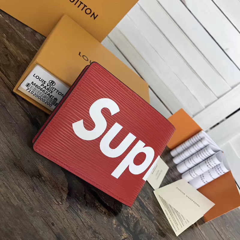 M60662 LV Supreme 聯名系列限量版Multiple 錢夾 LV短夾 LV錢包 紅色