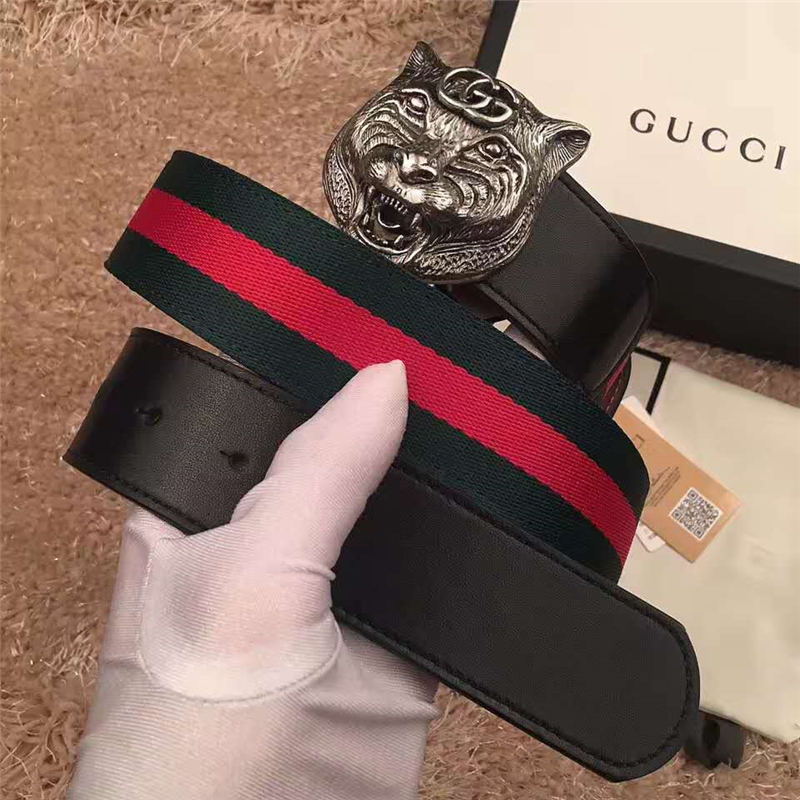 Gucci 古奇新款 頭層牛皮腰帶 情侶款 精鋼虎頭扣