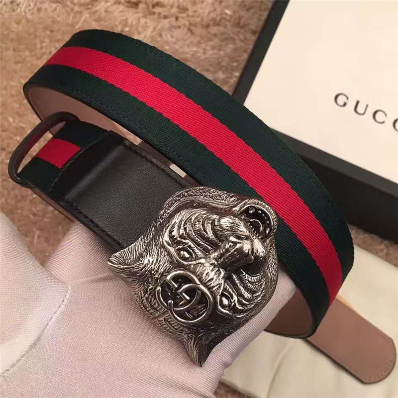 Gucci 古奇新款 頭層牛皮腰帶 情侶款 精鋼虎頭扣