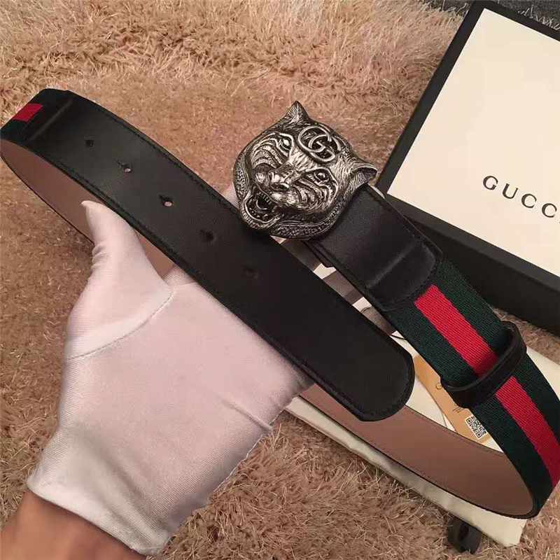 Gucci 古奇新款 頭層牛皮腰帶 情侶款 精鋼虎頭扣