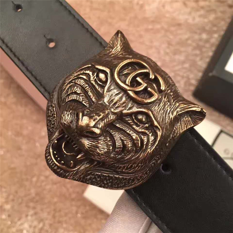 Gucci 古奇新款 頭層牛皮腰帶 情侶款 精鋼虎頭扣