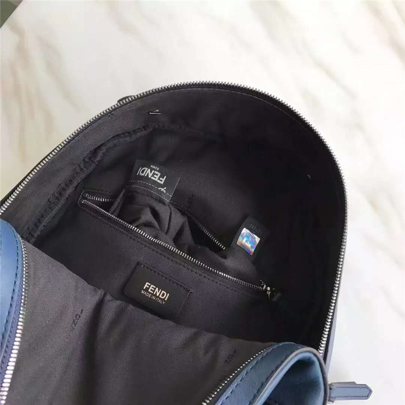 FENDI 2017新品 時尚女包 花朵鉚釘雙肩背包 藏青色