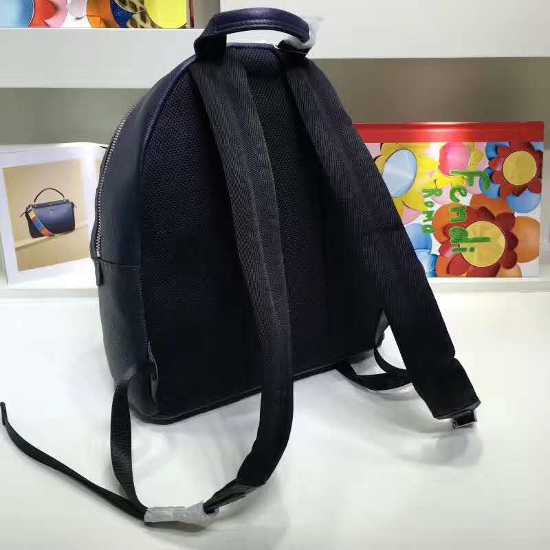 Fendi芬迪新款 BACKPACK羅馬SELLERIA背包 拼皮雙肩背包 藍色