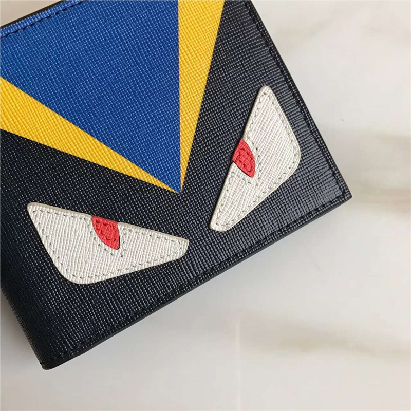 FENDI 芬迪 羅馬SELLERIA 絲印拼色小牛皮短款橫式皮夾 黑色