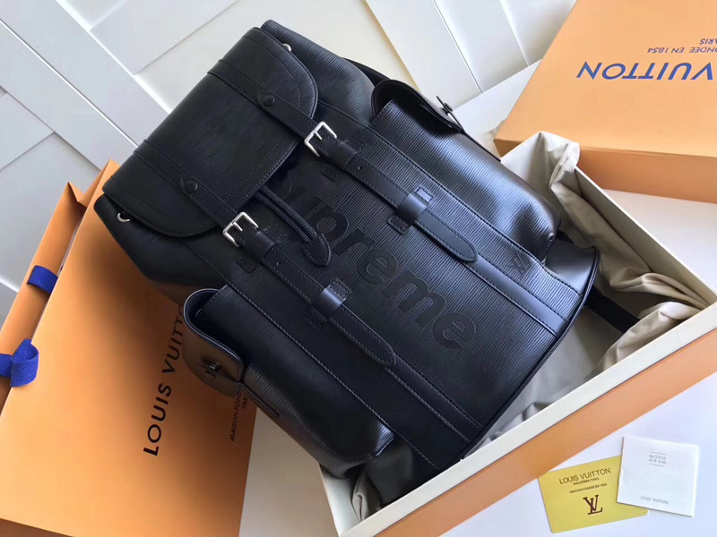 M41709 LV Supreme 聯名系列限量版Christopher 小號雙肩包 LV雙肩包 黑色