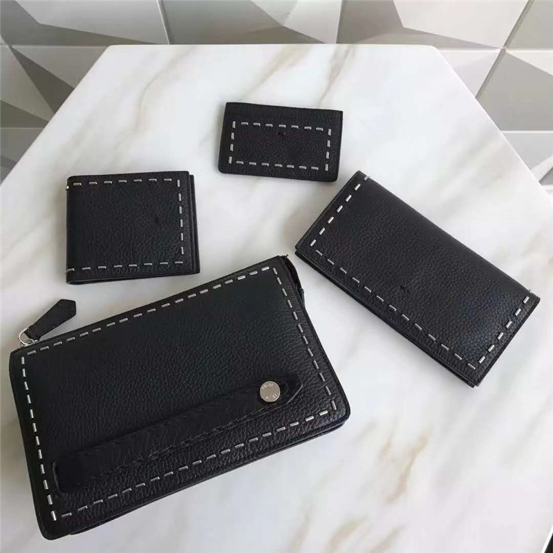 FENDI 芬迪 350D 精選小牛皮精選小牛皮襯白叻釘飾手拿包手抓包 黑色