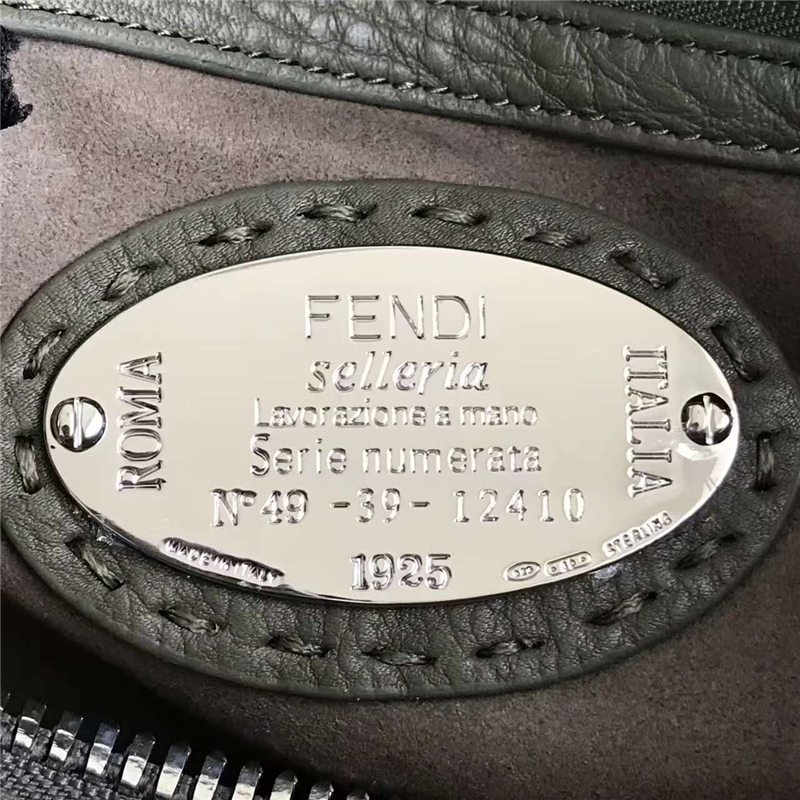 FENDI 芬迪 8762 2017新款 牛皮女士單肩手提包 羅馬波士頓包 軍綠色