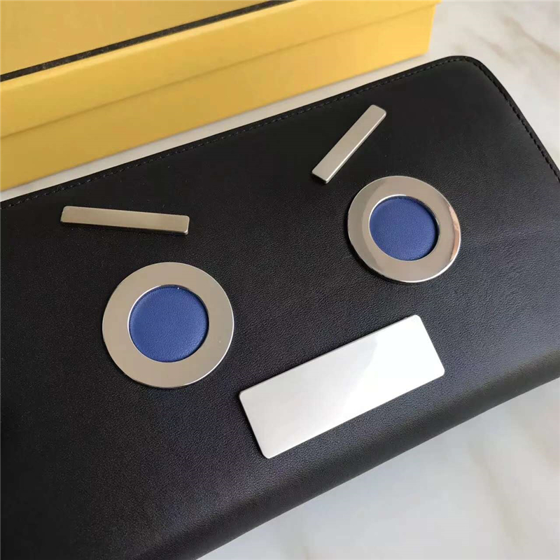 Fendi 芬迪 0233SL9 2017新款 face 黑色皮質配金屬裝飾ELITE皮夾 長款拉鏈錢夾 黑色