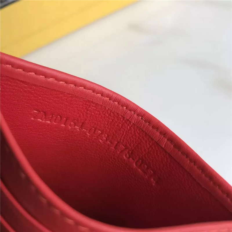 FENDI 芬迪 0166 升級版小怪獸眼睛柔軟平紋皮卡片夾 紅黑拼色黃眼