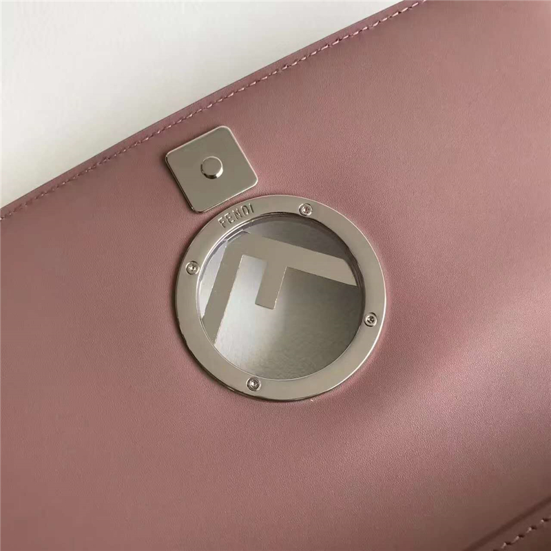 FENDI 芬迪 004 2017秋冬新款 真皮翻蓋迷你鏈條手袋手拿包 紅褐色