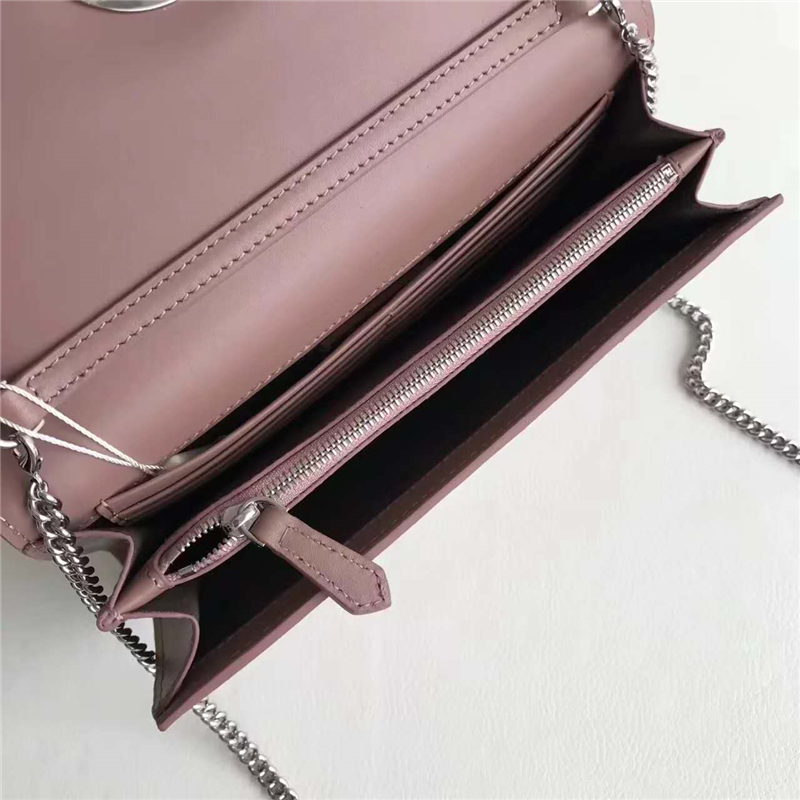 FENDI 芬迪 004 2017秋冬新款 真皮翻蓋迷你鏈條手袋手拿包 紅褐色