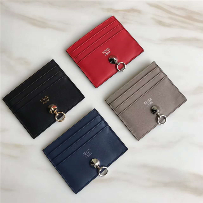 0269 Fendi芬迪卡夾 小牛皮扁形卡片套 芬迪卡套 大象灰