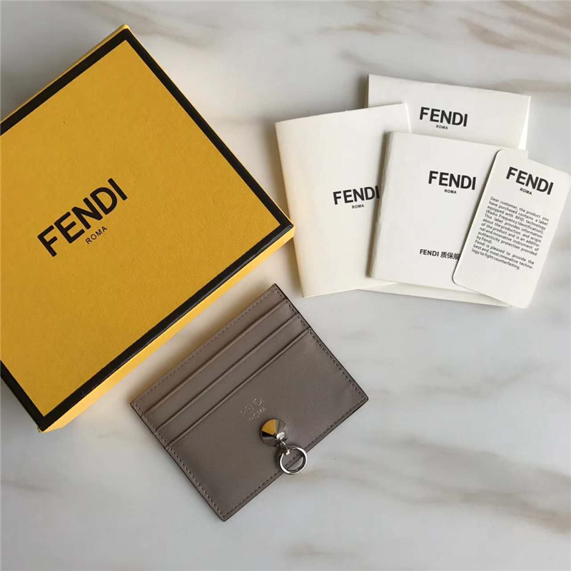 0269 Fendi芬迪卡夾 小牛皮扁形卡片套 芬迪卡套 大象灰