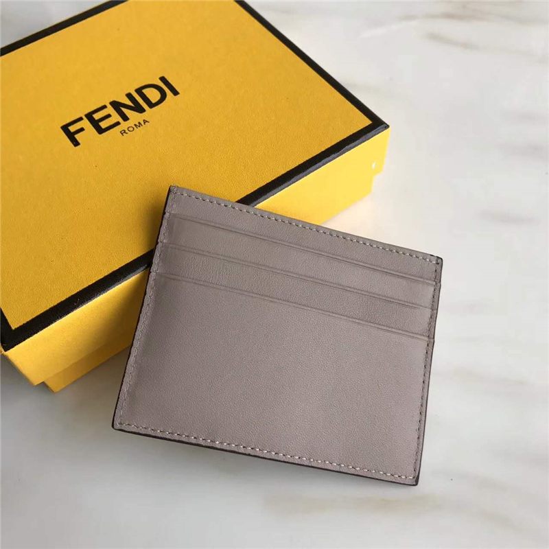 0269 Fendi芬迪卡夾 小牛皮扁形卡片套 芬迪卡套 大象灰