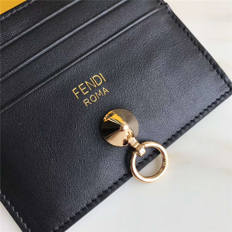 0269 Fendi芬迪卡夾 小牛皮扁形卡片套 芬迪卡套 黑色