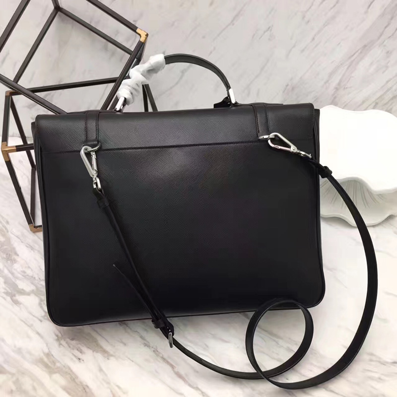 2VB004 Prada普拉達男包 Prada男士公文包 普拉達十字紋手提單肩包 黑色