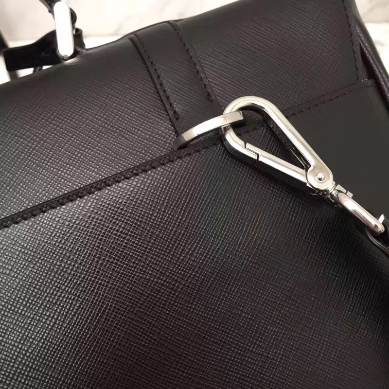 2VB004 Prada普拉達男包 Prada男士公文包 普拉達十字紋手提單肩包 黑色