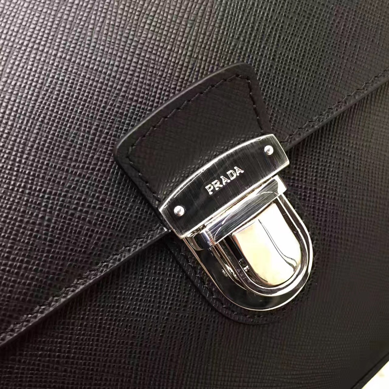 2VB004 Prada普拉達男包 Prada男士公文包 普拉達十字紋手提單肩包 黑色