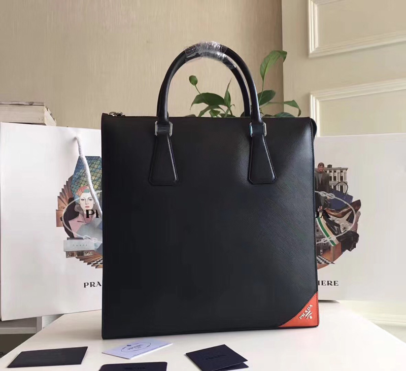 2VG079 Prada普拉達男包 Prada男士公文包 普拉達豎款手提包 黑色