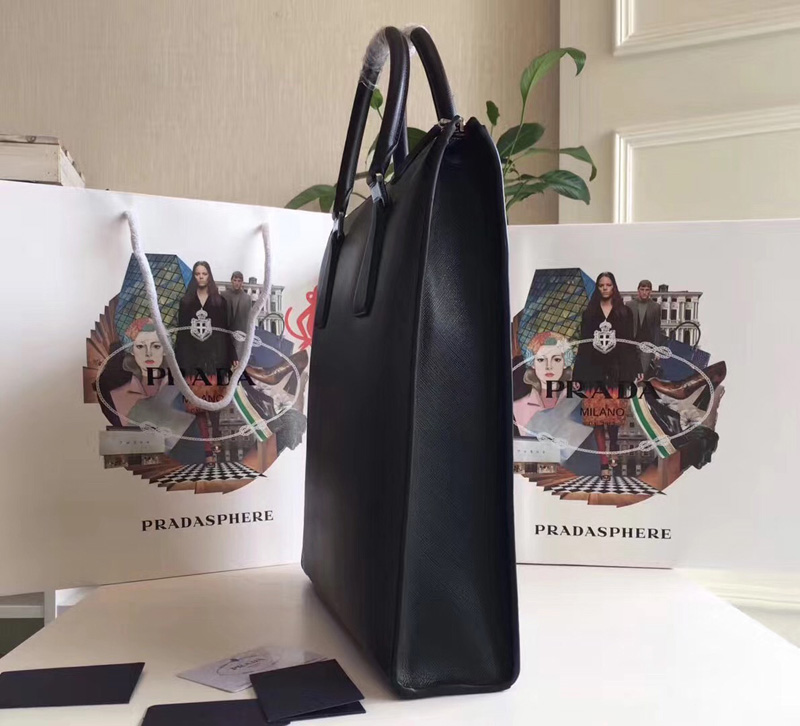 2VG079 Prada普拉達男包 Prada男士公文包 普拉達豎款手提包 黑色