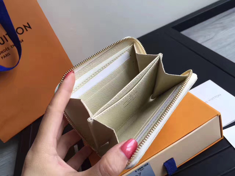 N63069 LV ZIPPY 拉鏈零錢包 LV經典白格錢夾 LV拉鏈短錢夾