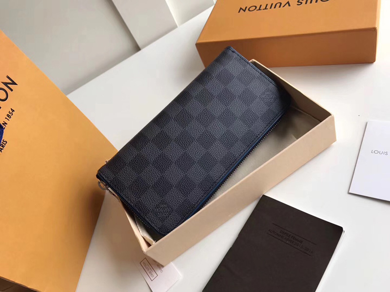 N63305 LV Zippy 拉鏈豎款錢夾 LV錢包 LV男士錢夾 LV黑格全開錢包