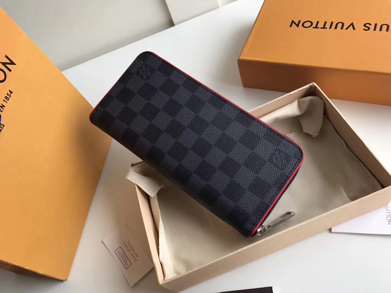 N63304 LV Zippy 拉鏈豎款錢夾 LV錢包 LV男士錢夾 LV黑格全開錢包