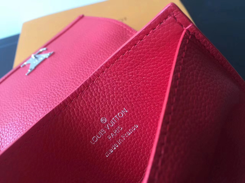 M64308 LV LockMe II 短款錢夾 LV錢包 LV女士全皮錢包 LV短款錢包 紅色