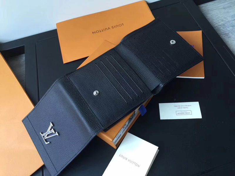 M64309 LV LockMe II 短款錢夾 LV錢包 LV女士全皮錢包 LV短款錢包 黑色