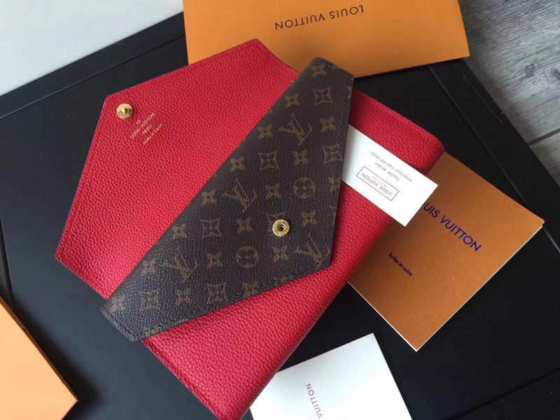 M64317 LV Double V 錢夾 LV錢包 LV女士錢包 LV全皮翻蓋錢夾 紅色