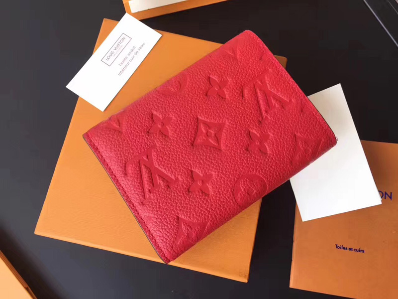 M64061 LVVICTORINE 錢夾 LV錢夾 LV短夾 LV全皮壓花錢包 紅色