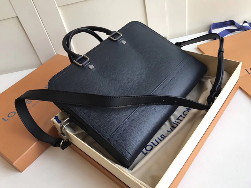 M51591 LV CANYON 公文包 LV全皮系列 LV男士公文包 LV手提單肩包 深藍色