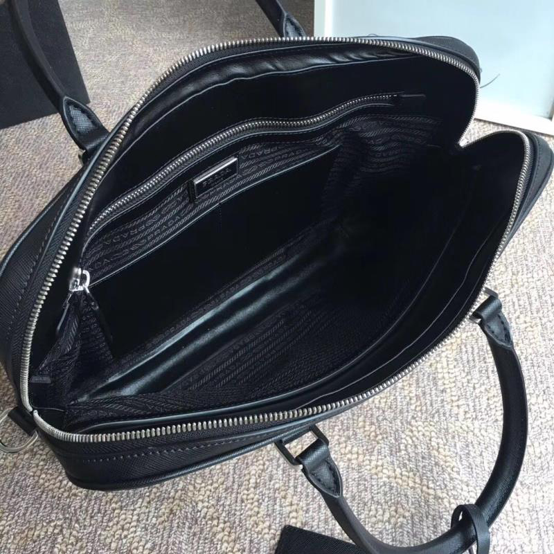 2VE368 Prada普拉達(dá)男包 Prada男士公文包 普拉達(dá)十字紋手提包 黑色