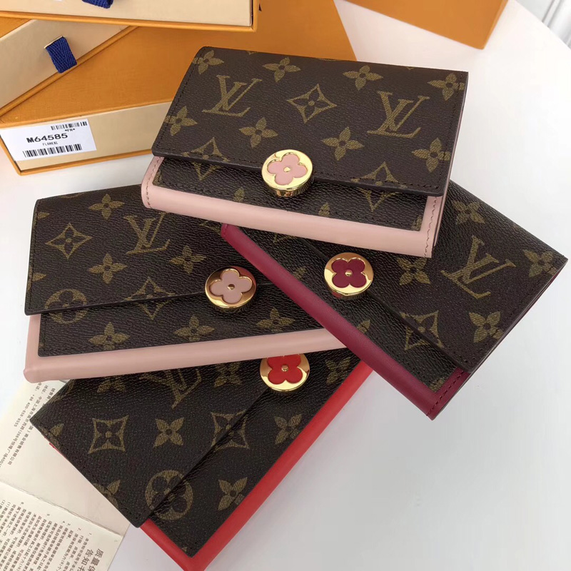 M64585 LV Flore 錢夾 LV女士錢包 LV搭扣長款錢包