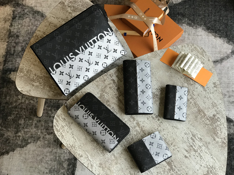 M63027 LV Split系列 BRAZZA 錢夾 LV西裝夾 LV銀配黑花錢夾