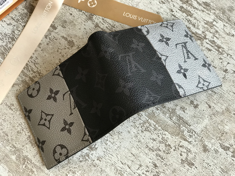 M63025 LV Split系列 MULTIPLE 錢夾 LV錢包 LV短夾 LV銀配黑花短款錢包
