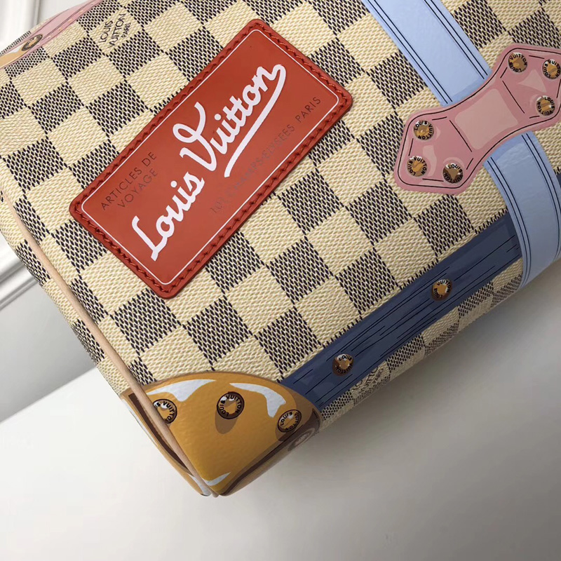 N41063 LV Speedy 30 手袋 LV掛鎖絲印圖案女包 LV白格女包 LV枕頭包