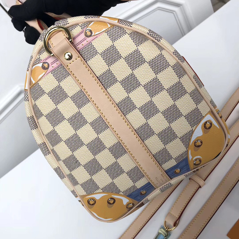 N41063 LV Speedy 30 手袋 LV掛鎖絲印圖案女包 LV白格女包 LV枕頭包