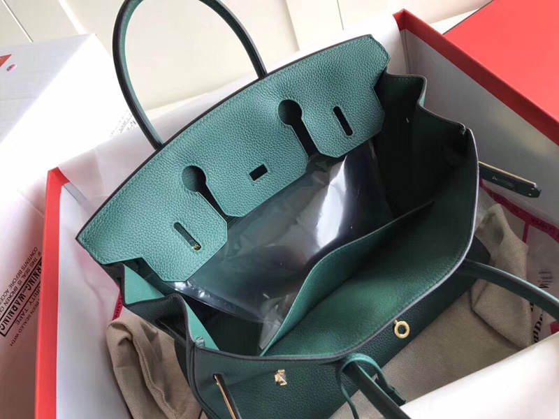 愛馬仕手提包 Hermes Birkin系列 鉑金包 純手工定制版 30cm TOGO皮 孔雀綠