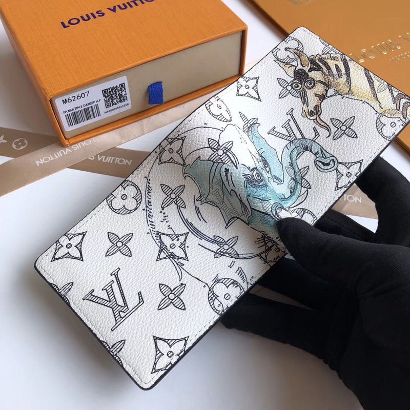 M62607 LV MULTIPLE 錢(qián)夾 LV瘋狂動(dòng)物園系列斑馬與大象印花 LV短夾 LV錢(qián)夾