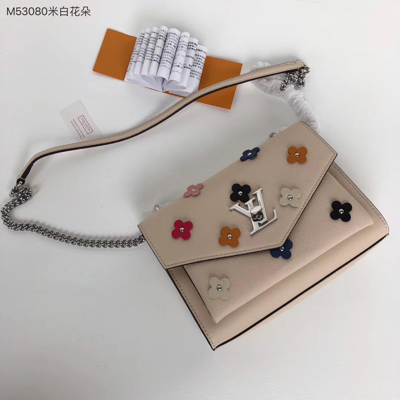 M53080 LV MyLockme BB 手袋 LV Monogram Flower圖案女包 LV校園書包 白色