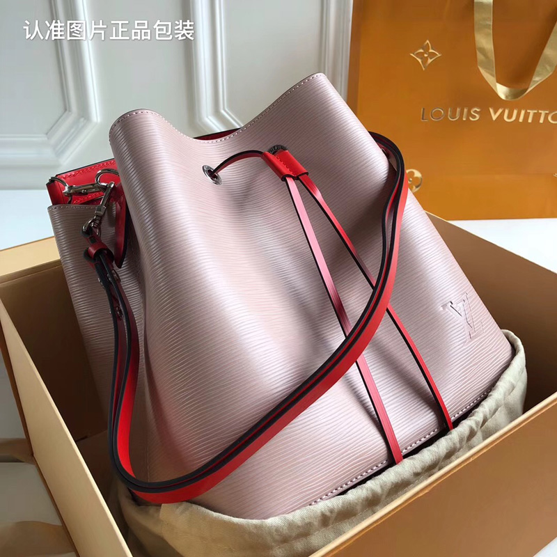 M53370 LV NeoNoe 手袋 LV女包 LV水桶包 Epi皮革搭配彩色內襯水桶包 粉色