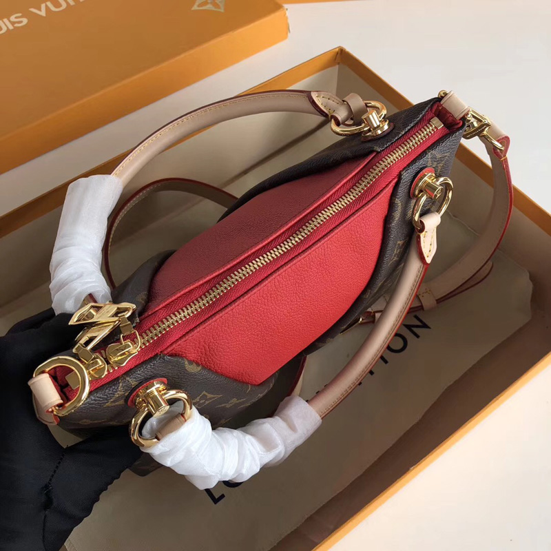 M43966 LV V Tote BB 手袋 LV Monogram帆布老花女包 LV女包 櫻桃紅