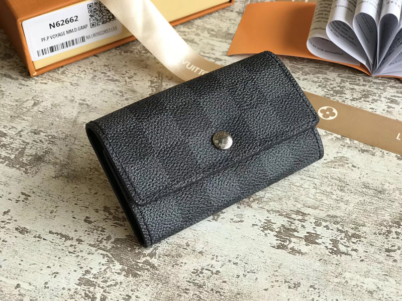 N62662 LV 6匙鑰匙包 LV鑰匙包 LV Damier Graphite帆布 LV男款鑰匙包