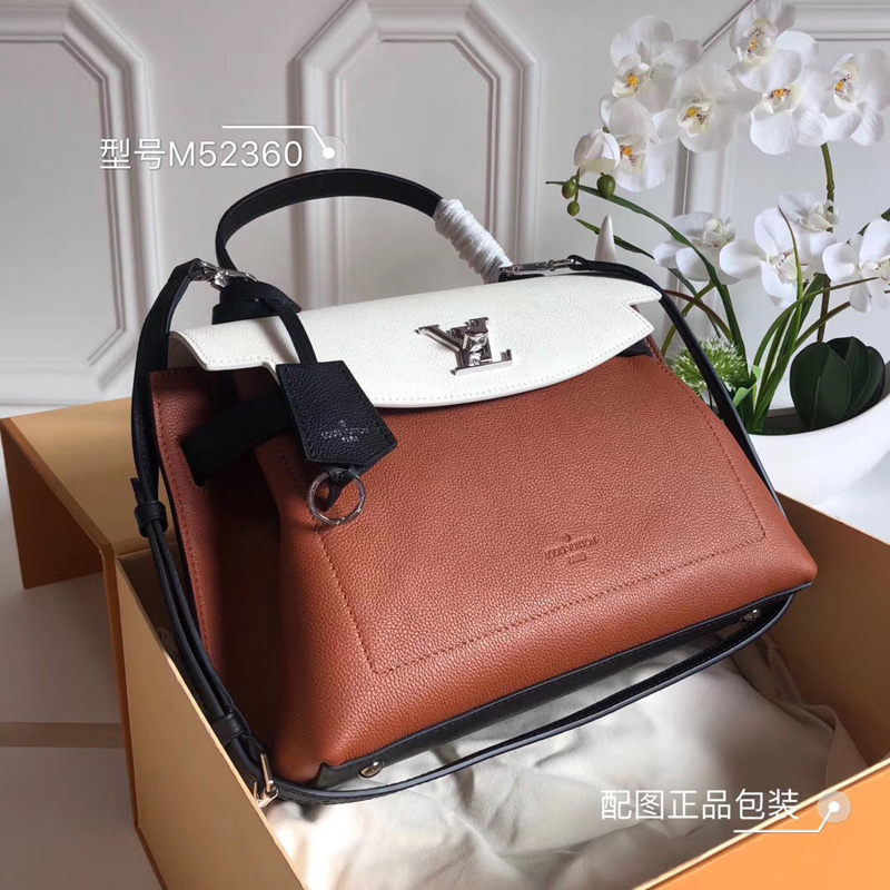 M52360 LV Lockme Ever 手袋 LV女包 進口小牛皮材質 LV轉鎖翻蓋包 焦糖色
