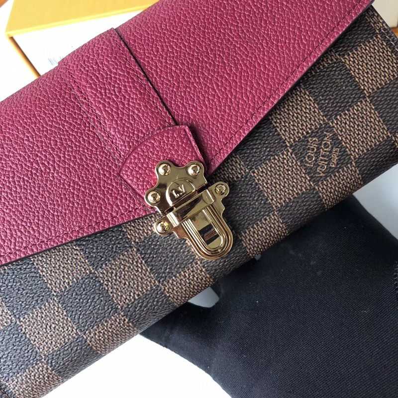 N64448 LV CLAPTON錢夾 LV女士錢包 LV搭扣長款錢夾 LV長款錢包 紫色