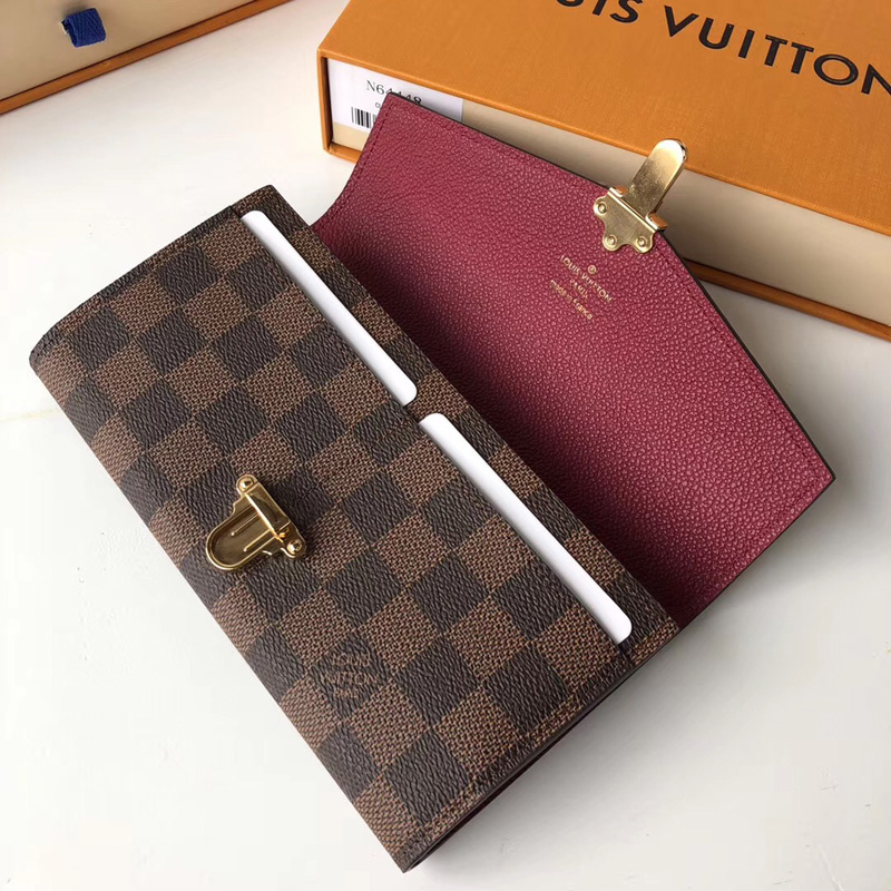 N64448 LV CLAPTON錢夾 LV女士錢包 LV搭扣長款錢夾 LV長款錢包 紫色